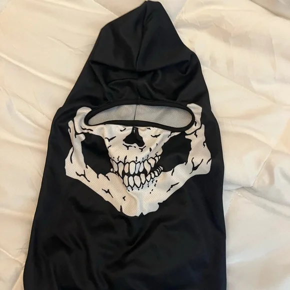 Black Skull Hooded One Piece baklava face mask - Picture 2 of 3